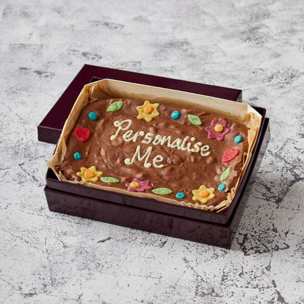 Floral Border Personalised Brownie Slab