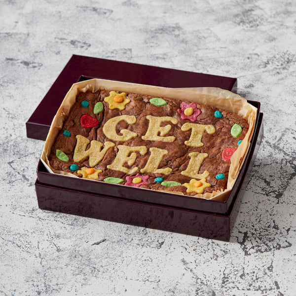 Floral Border Get Well Brownie Slab