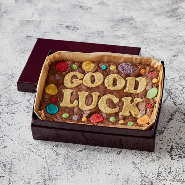 Confetti Border Good Luck Brownie Slab