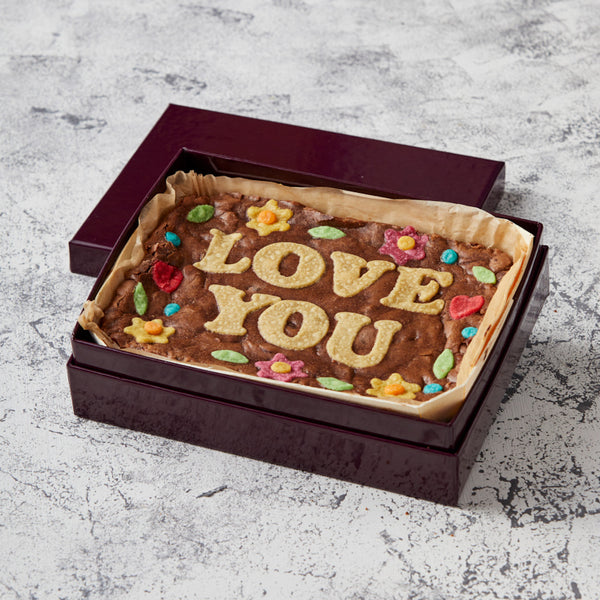 Floral Border Love You Brownie Slab