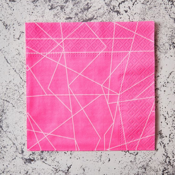 Neon Pink Geometric Paper Napkins