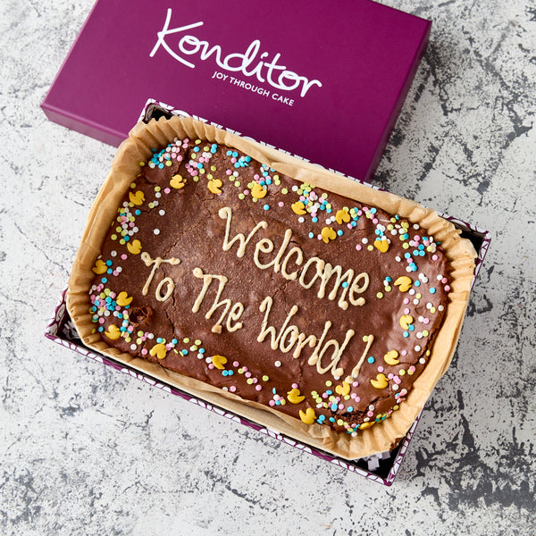 Personalised New Baby Brownie Slab