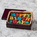 Vegan Rainbow Happy Birthday Brownie Slab